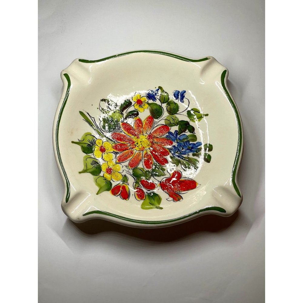 Vintage Mod Brazilian Ceramic Ashtray Vibrant Colors